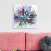 ファンタジーカラフル抽象芸術モダンフラクタル花 キャンバスプリント (インサイチュ (リビング))