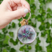 ファンタジーカラフル抽象芸術モダンフラクタル花 キーホルダー (手)