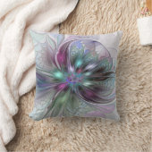 ファンタジーカラフル抽象芸術モダンフラクタル花 クッション (ブランケット)