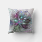 ファンタジーカラフル抽象芸術モダンフラクタル花 クッション (裏面)