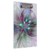 ファンタジーカラフル抽象芸術モダンフラクタル花 クリップボード (右)