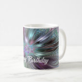ファンタジーカラフル抽象芸術モダンフラクタル花 コーヒーマグカップ (正面右)