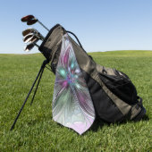 ファンタジーカラフル抽象芸術モダンフラクタル花 ゴルフタオル (グリーン)