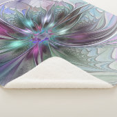 ファンタジーカラフル抽象芸術モダンフラクタル花 シェルパブランケット (3/4)