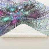 ファンタジーカラフル抽象芸術モダンフラクタル花 シェルパブランケット (3/4)