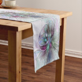 ファンタジーカラフル抽象芸術モダンフラクタル花 ショートテーブルランナー (インサイチュ)