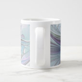 ファンタジーカラフル抽象芸術モダンフラクタル花 ジャンボコーヒーマグカップ (裏面)