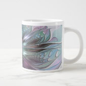 ファンタジーカラフル抽象芸術モダンフラクタル花 ジャンボコーヒーマグカップ (右)