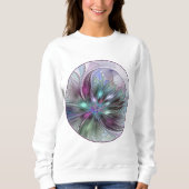ファンタジーカラフル抽象芸術モダンフラクタル花 スウェットシャツ (正面)