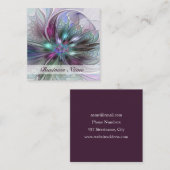 ファンタジーカラフル抽象芸術モダンフラクタル花 スクエア名刺 (正面/裏面)