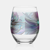 ファンタジーカラフル抽象芸術モダンフラクタル花 ステムなしワイングラス (右)