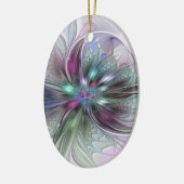 ファンタジーカラフル抽象芸術モダンフラクタル花 セラミックオーナメント (左)