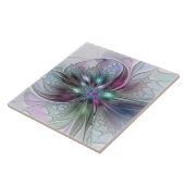 ファンタジーカラフル抽象芸術モダンフラクタル花 タイル (側面)