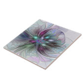 ファンタジーカラフル抽象芸術モダンフラクタル花 タイル (側面)