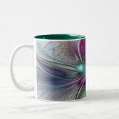 ファンタジーカラフル抽象芸術モダンフラクタル花 ツートーンマグカップ (左)