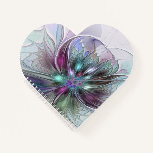 ファンタジーカラフル抽象芸術モダンフラクタル花 ノートブック (正面)