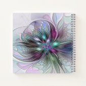 ファンタジーカラフル抽象芸術モダンフラクタル花 ノートブック (裏面)