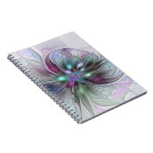 ファンタジーカラフル抽象芸術モダンフラクタル花 ノートブック (右側)