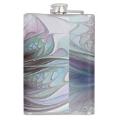 ファンタジーカラフル抽象芸術モダンフラクタル花 フラスク (裏面)