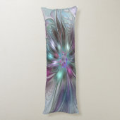 ファンタジーカラフル抽象芸術モダンフラクタル花 ボディピロー (裏面 (縦))
