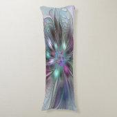 ファンタジーカラフル抽象芸術モダンフラクタル花 ボディピロー (正面縦)