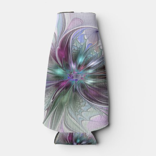 ファンタジーカラフル抽象芸術モダンフラクタル花 ボトルクーラー (正面)