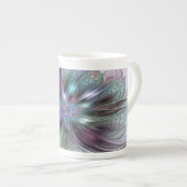 ファンタジーカラフル抽象芸術モダンフラクタル花 ボーンチャイナマグカップ (正面右)