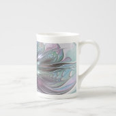 ファンタジーカラフル抽象芸術モダンフラクタル花 ボーンチャイナマグカップ (右)