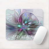 ファンタジーカラフル抽象芸術モダンフラクタル花 マウスパッド (マウス)