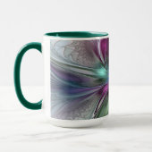 ファンタジーカラフル抽象芸術モダンフラクタル花 マグカップ (左)