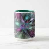 ファンタジーカラフル抽象芸術モダンフラクタル花 マグカップ (中央)