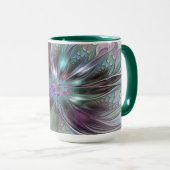 ファンタジーカラフル抽象芸術モダンフラクタル花 マグカップ (正面右)