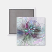 ファンタジーカラフル抽象芸術モダンフラクタル花 マグネット (正面/裏面)