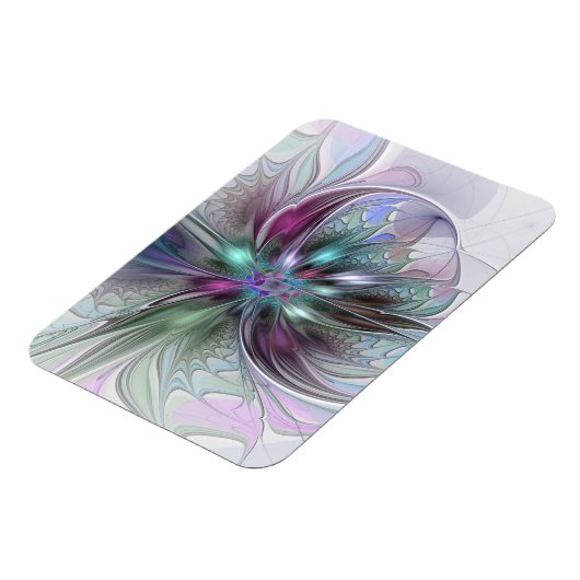 ファンタジーカラフル抽象芸術モダンフラクタル花 マグネット (左側)