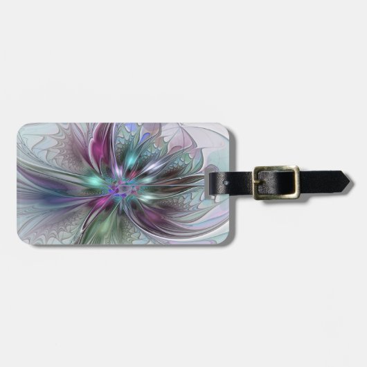 ファンタジーカラフル抽象芸術モダンフラクタル花 ラゲッジタグ (正面横)