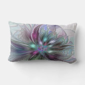 ファンタジーカラフル抽象芸術モダンフラクタル花 ランバークッション (裏面)