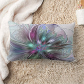 ファンタジーカラフル抽象芸術モダンフラクタル花 ランバークッション (ブランケット)