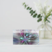 ファンタジーカラフル抽象芸術モダンフラクタル花 名刺 (スタンド正面)