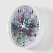 ファンタジーカラフル抽象芸術モダンフラクタル花 壁時計 (傾斜)