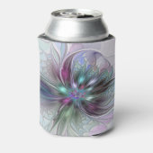 ファンタジーカラフル抽象芸術モダンフラクタル花 缶クーラー (缶裏面)