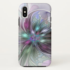 ファンタジーカラフル抽象芸術モダンフラクタル花 iPhone XSケース
