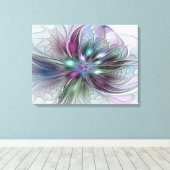 ファンタジーカラフル抽象芸術モダンフラワートリプチチ キャンバスプリント (インサイチュ (ウッドフロア))