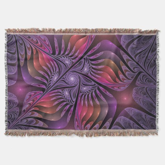 ファンタジーカラフル抽象芸術紫トリップ(幻覚体験)のようなフラクタル スローブランケット (正面)