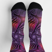ファンタジーカラフル抽象芸術紫トリップ（幻覚体験）のようなフラクタル ソックス (上部)