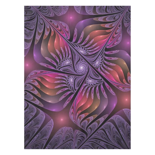 ファンタジーカラフル抽象芸術紫トリップ（幻覚体験）のようなフラクタル テーブルクロス (正面)