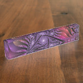 ファンタジーカラフル抽象芸術紫トリップ(幻覚体験)のようなフラクタル デスクネームプレート (側面)