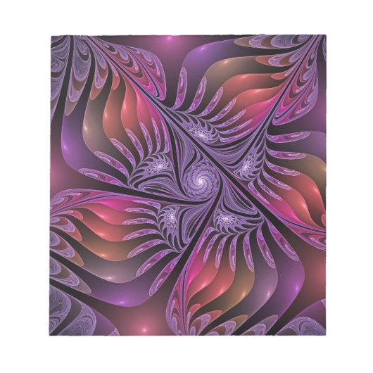 ファンタジーカラフル抽象芸術紫トリップ（幻覚体験）のようなフラクタル ノートパッド (正面)