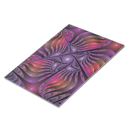 ファンタジーカラフル抽象芸術紫トリップ(幻覚体験)のようなフラクタル ノートパッド (アングル)