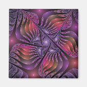 ファンタジーカラフル抽象芸術紫トリップ(幻覚体験)のようなフラクタル マグネット (正面)