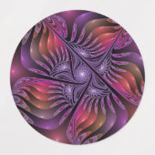 ファンタジーカラフル抽象芸術紫トリップ（幻覚体験）のようなフラクタル ラベル (デザイン2)